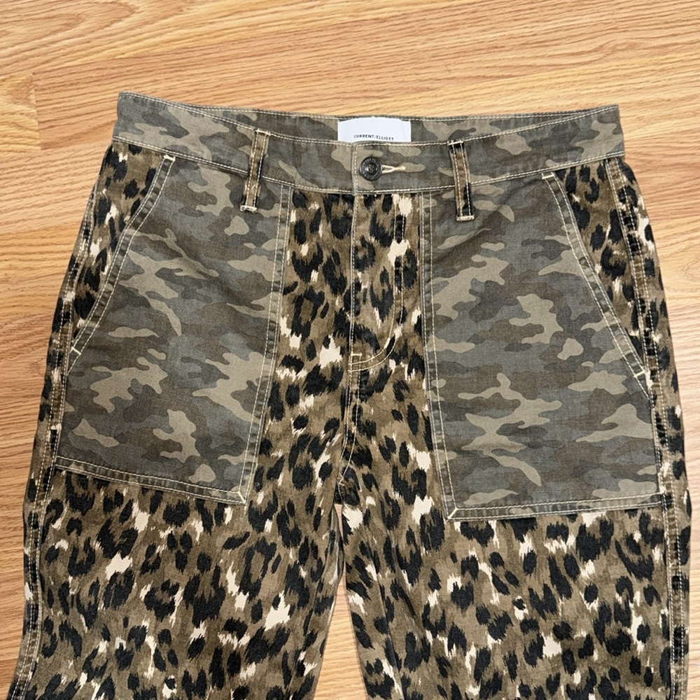 Current/Elliott The Clean Weslan Leopard Camo Print Slim Leg Size 27 - Picture 3 of 7